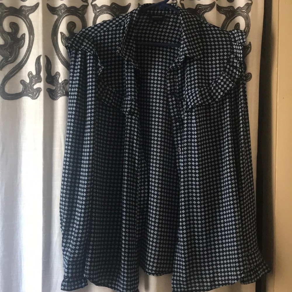 Patterned Button-Up Blouse